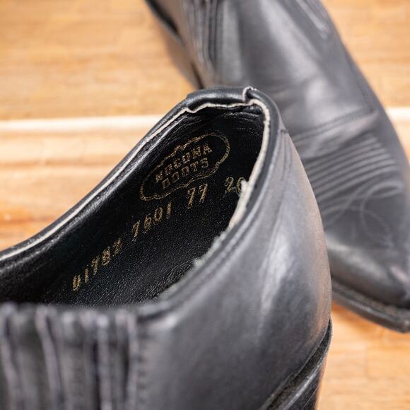 VTG Nocona Western Pointed Toe Heeled Ankle Booties Black Leather Size 7.5 B - Picture 3 of 7